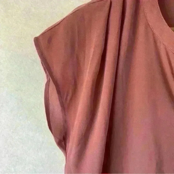 Pink Rose Women's Short Sleeve Button Front Tie Waist Pink Coral Blouse Medium - Picture 11 of 12